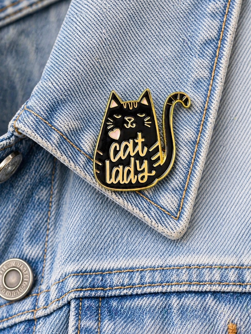 Cat Lady Enamel Pin Black Cat Lover NWT Cute Funny Gift Jacket Backpack NWT